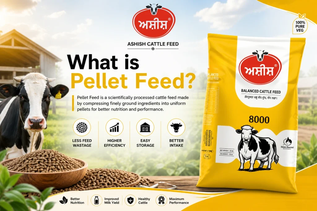 What is pellet feed for cattle and dairy milk yield