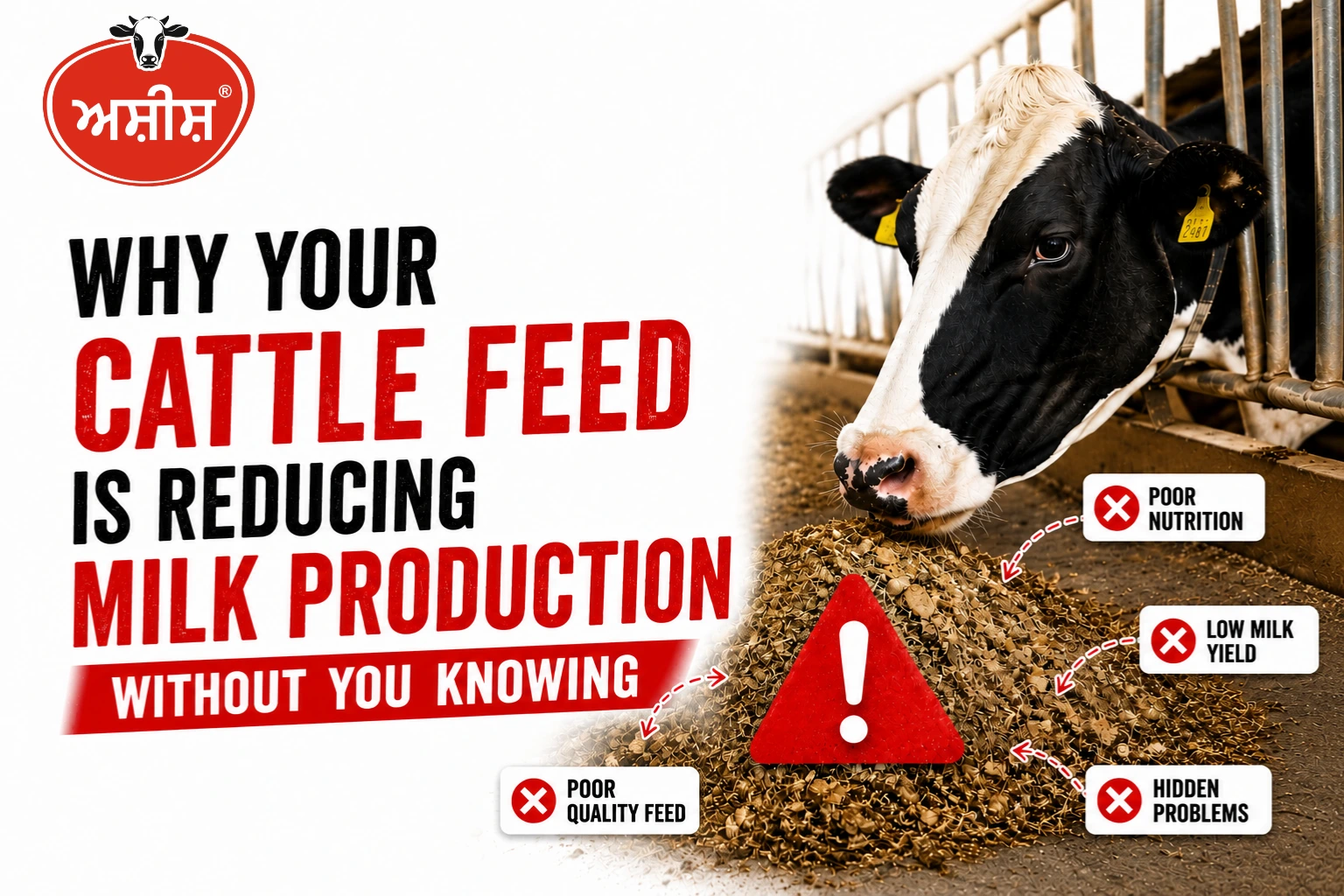 Dairy cow consuming feed with proper animal nutrition balance to support milk production and overall health