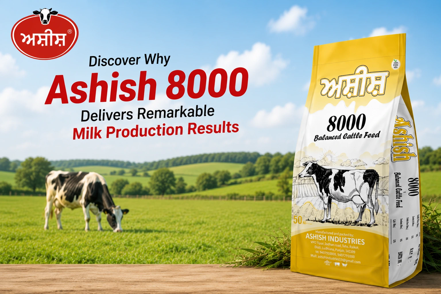 Ashish 8000 Mash balanced cattle feed supporting better milk production and dairy performance in cows and buffaloes